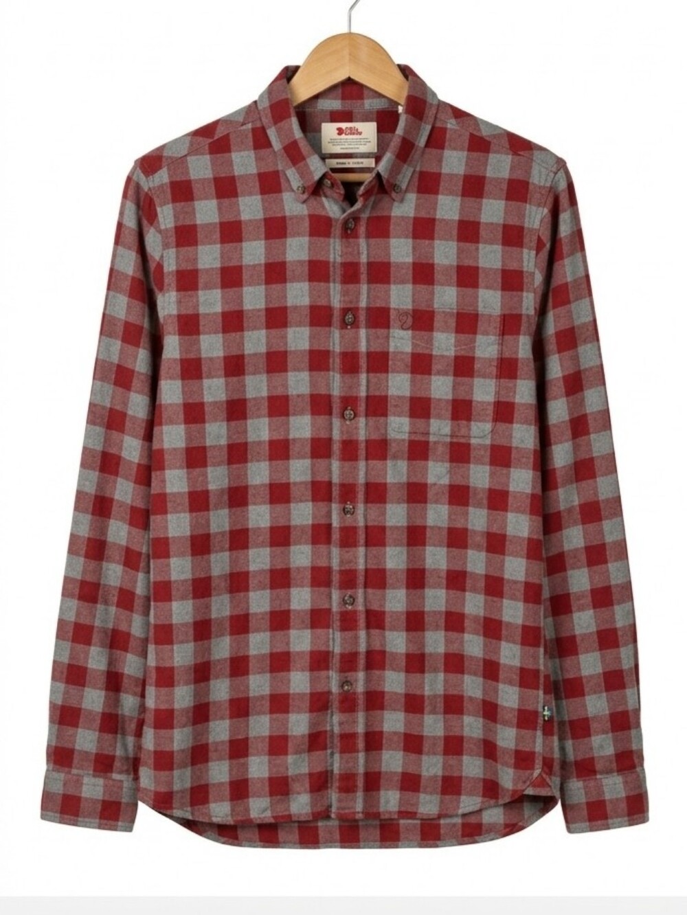 Fjallraven Red and Gray Checkered Ovik Shirt